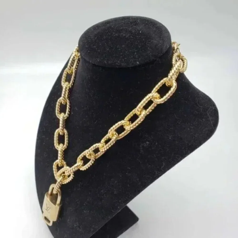 Authentic Louis Vuitton Lock and Key with Unbranded Gold Plated Chain Necklace